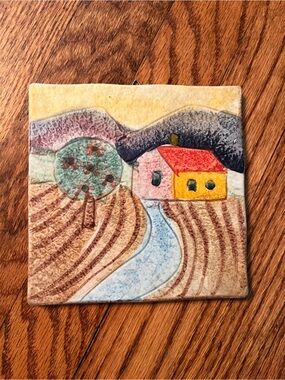 Italian Hand-Painted Ceramic Tile, Brevettato Piana Bicottura Tradizionale